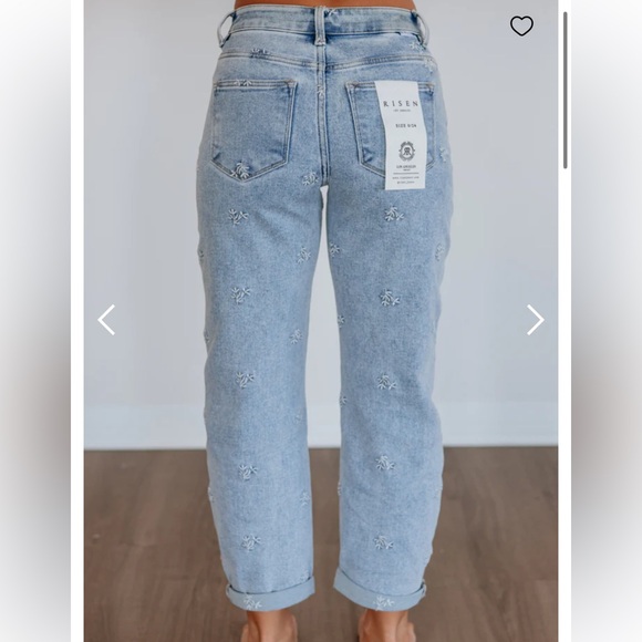 Risen Light Blue Embroidered Women’s Jeans - Picture 2 of 5